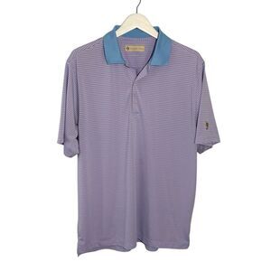 Donald Ross blue and pink striped golf polo - L